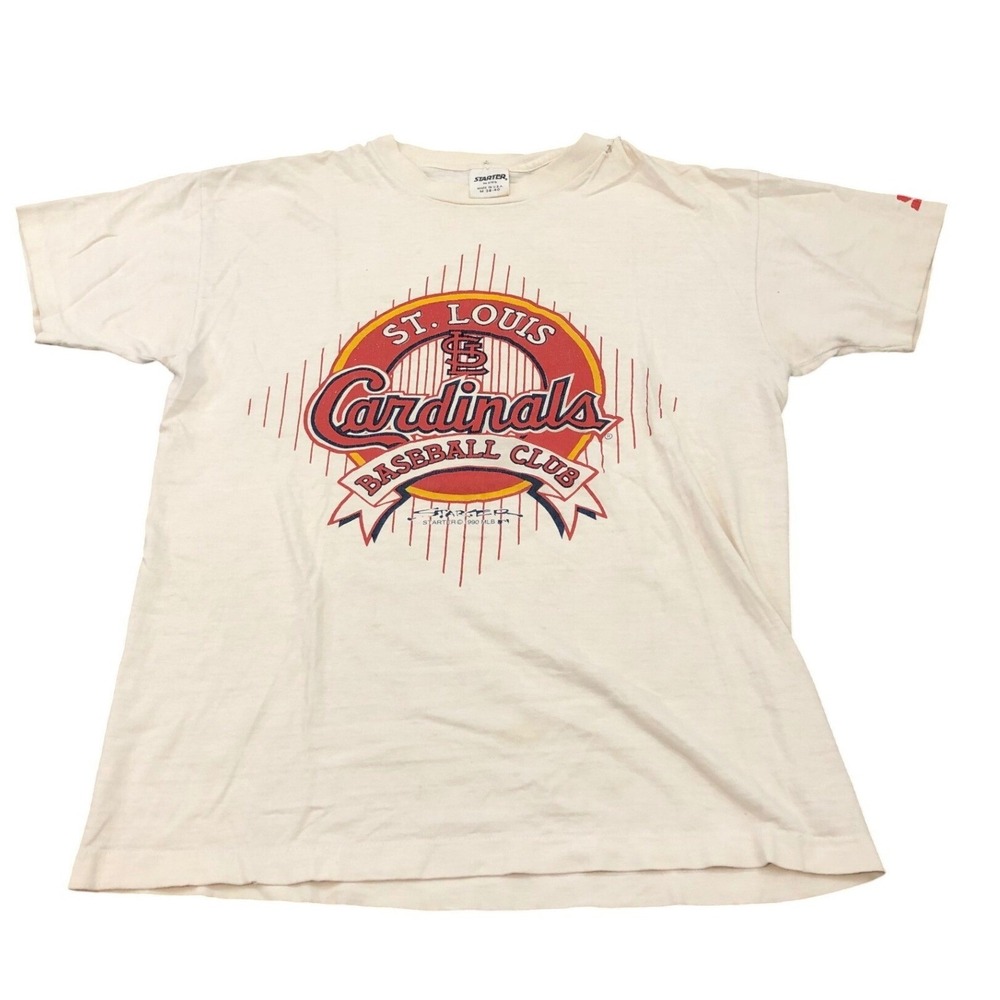 Starter St Louis Cardinals T Shirt Mens M White Vintage‎ 90s MLB Single Stitch